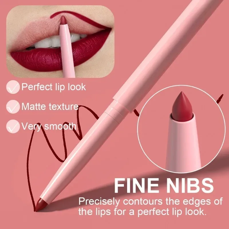 6 stk Lip Liner Pen Sæt Langtidsholdbar Vandtæt Svedtæt Nem Farvning Ikke-falmende Farve Rendering Lip Gloss Sæt Beauty Makeup — image 4