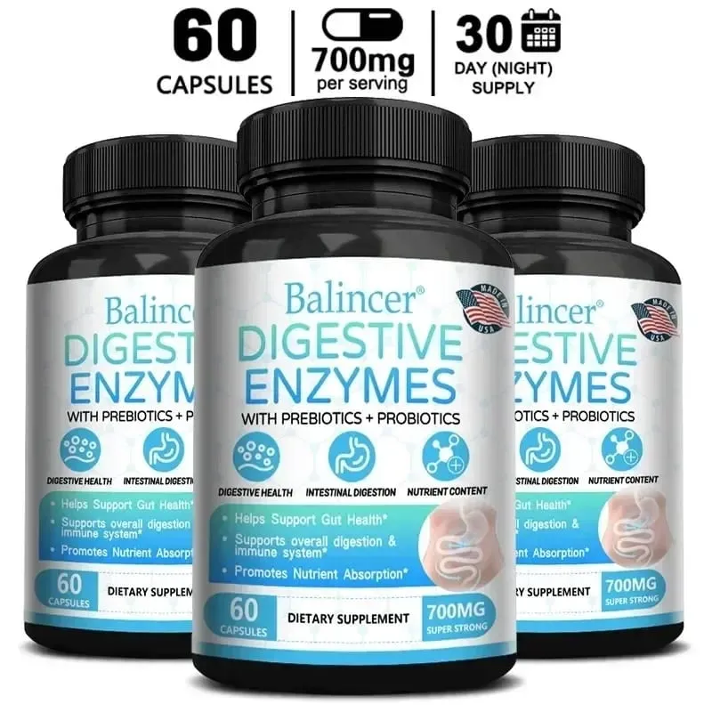 Cápsulas probióticas de enzimas digestivas orgánicas, nutrición prebiótica, digestión y salud intestinal, inmunidad adecuada para adultos y hombres — image 8