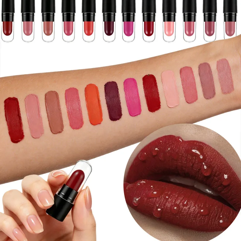 DNM Mini Capsule ลิปสติก 12 สี Matte กันน้ำทนทานและไม่ง่ายที่จะติดถ้วยสี Rendering ลิปสติก — image 3