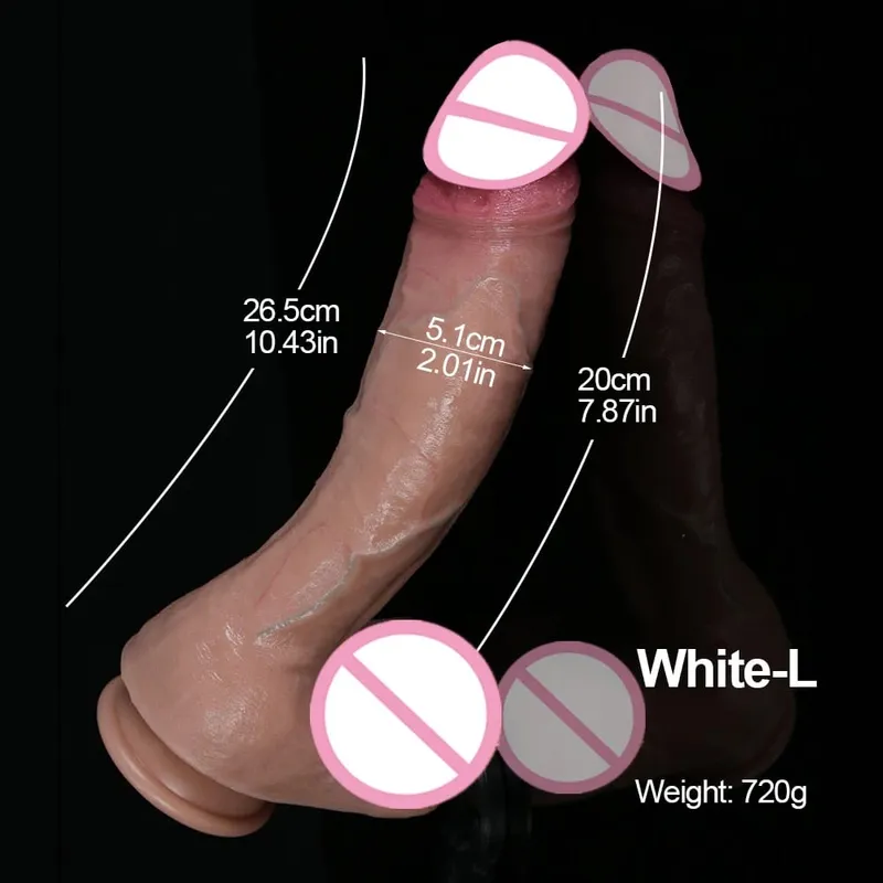 XXL Weißer realistischer Silikondildo, weicher Schwanz, Saugnapf, Penis, Analsexspielzeug, Damen-G-Punkt-Stimulator mit gebogenem Schaft und Kugel — image 9