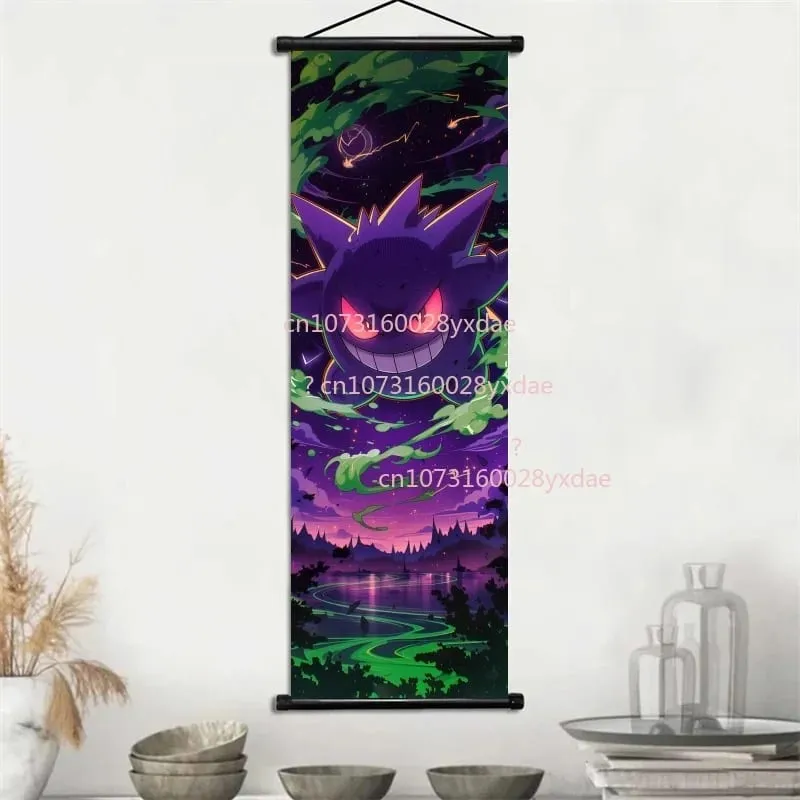 Anime-gedrucktes Pokemon-Poster, Cartoon-Wandkunstwerk, Gengar, Eichhörnchen, Bulbasaur, Pikachu, Hängerolle, Familienzimmer-Dekoration — image 11