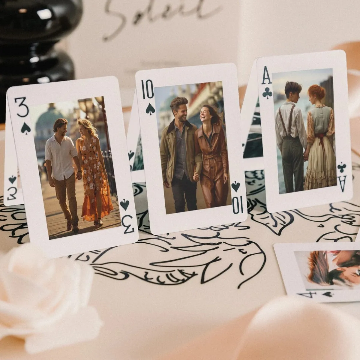Carte da gioco con foto personalizzate Immagine personalizzata di cani da compagnia e gatti Mazzo da poker Anniversario di matrimonio Coppia di amici di famiglia Regalo commemorativo — image 1