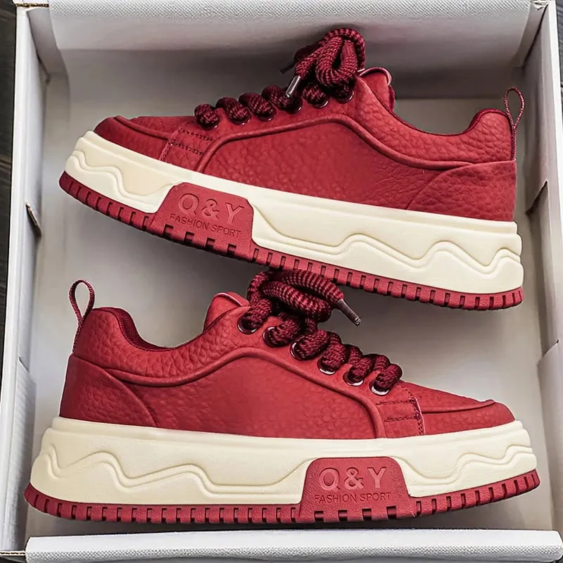 Männer Höhe Zunehmende Dicke Sohle Plattform Schuhe Mode Leder Casual Skateboard Turnschuhe Streetwear — image 3