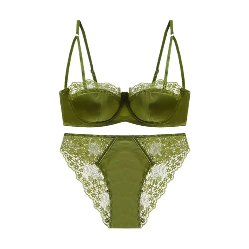 Ensemble de soutien-gorge en dentelle française confortable, demi-tasse, push-up, fin, respirant, Sexy, Lingerie pour femmes, sous-vêtements, soutien-gorge, culotte, costume S-XL — image 12