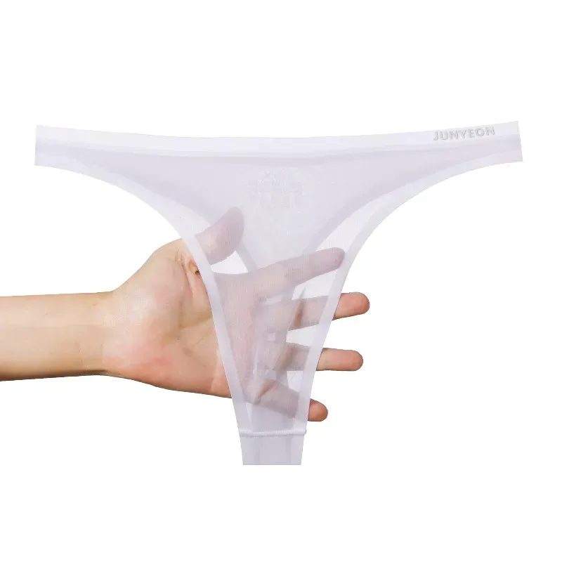 Men's Ice Silk Underwear Summer Ultra-Thin Nude Feel Breathable Seamless Sexy Transparent Underpants Pouch Lingerie Bikini Slip — image 2