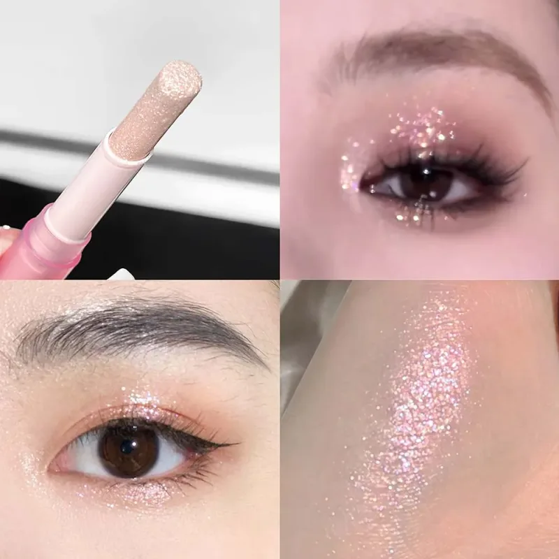 Funkelnder wasserfester Lidschatten-Textmarker, blauer Diamant-Gelee-Lidschattenstift, glitzernder rosa lila Lidschatten, erhellt das Make-up — image 11