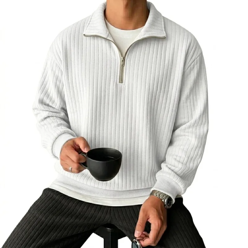 Quarter Zip Ανδρικά Φούτερ Πολυτελή Μονόχρωμες Ρίγες Πουλόβερ Φούτερ με Κουκούλα Γυμναστήριο Άνδρας V Λαιμός Φερμουάρ Πουκάμισα Μακρυμάνικα Ανδρικά Παλτά — image 3