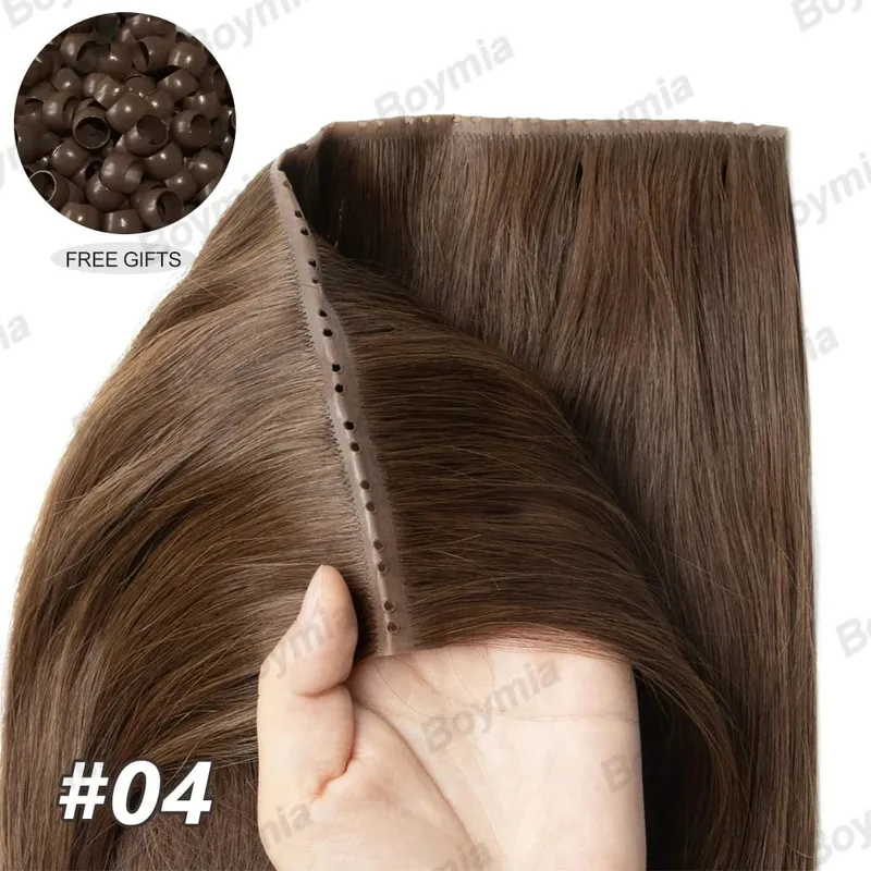 ผีเสื้อ Weft ต่อผมมนุษย์ผมที่มองไม่เห็นแบน PU พร้อม TWIN แท็บ Weft 12-24 นิ้ว microlink การประยุกต์ใช้ 40-50g — image 10