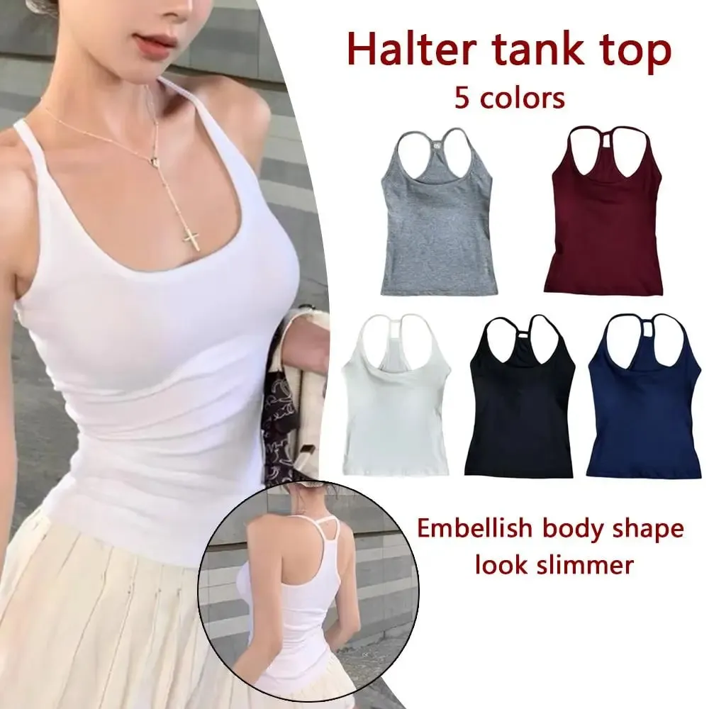 Korean Women's Solid Color Spaghetti Straps Sleeveless Slim Camisole With Chest Pad Wear Base Layer Summer Outdoor Wear — image 4