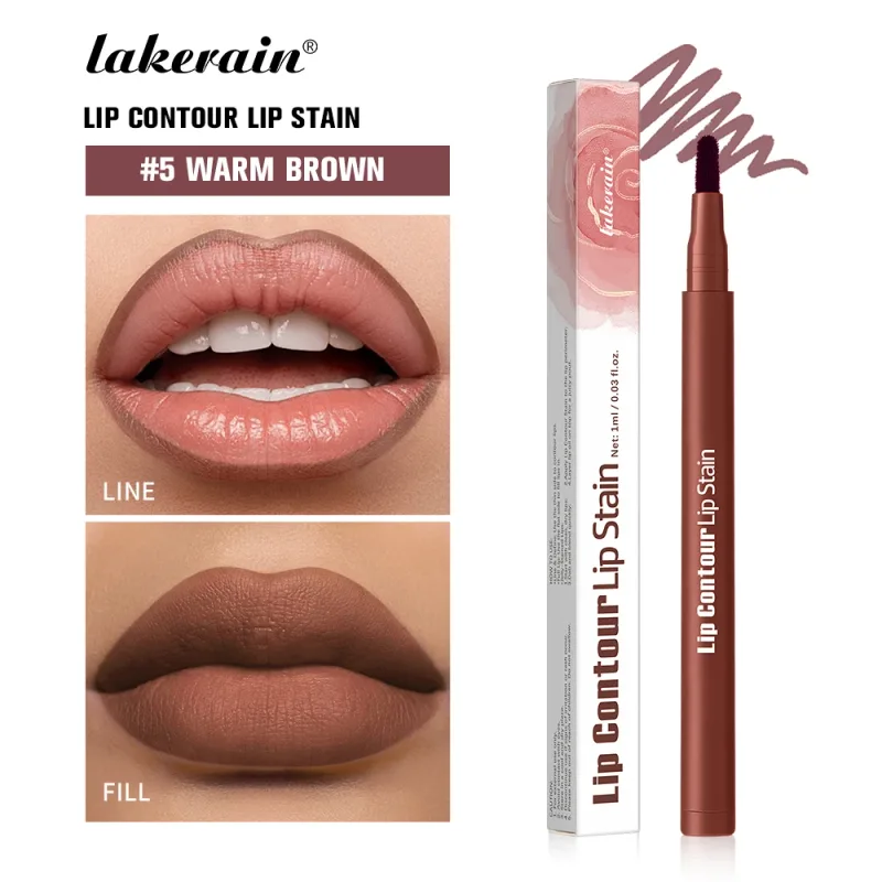 Lakerain Lip Contour Lip Stain ปากกา Smudge-proof Non-Stick CUP Moisturizing Lip แต่งหน้าเครื่องสำอางค์ 2-in- 1 Lip Stain & Liner — image 8