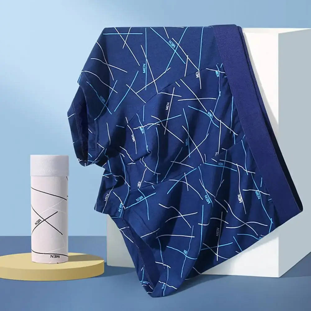 Mutande da uomo Intimo Elastico a vita media Lettera Stampa a righe Morbide e traspiranti Senza cuciture U Convesse Mutande da uomo ad asciugatura rapida — image 2