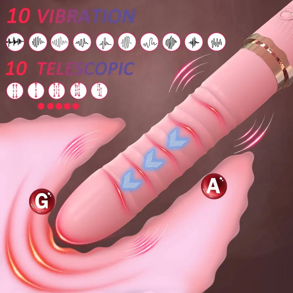 มอเตอร์คู่ที่สมจริง Thrusting Dildo Vibrator พร้อมความร้อน 10 โหมดของเล่น Vibrator Clitoral Stimulator สำหรับ Anal กระตุ้น — image 3
