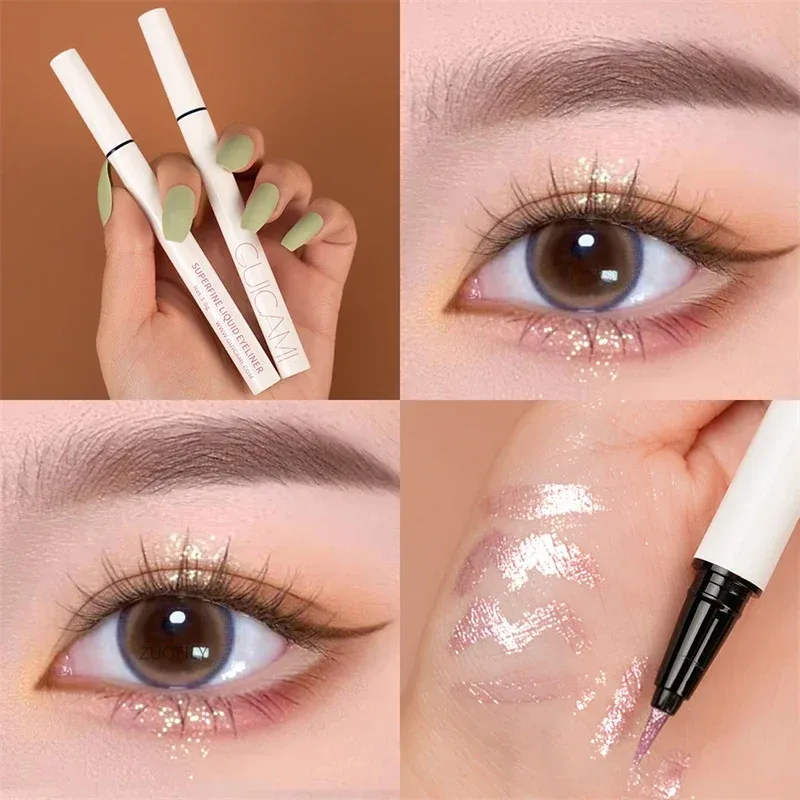Pearlescent White Liquid Eyeliner Pen Vandtæt Ikke-svimmel Eye Liner Shadow Pen Hurtigttørrende Holdbar skinnende liggende Silkeorm blyant — image 10