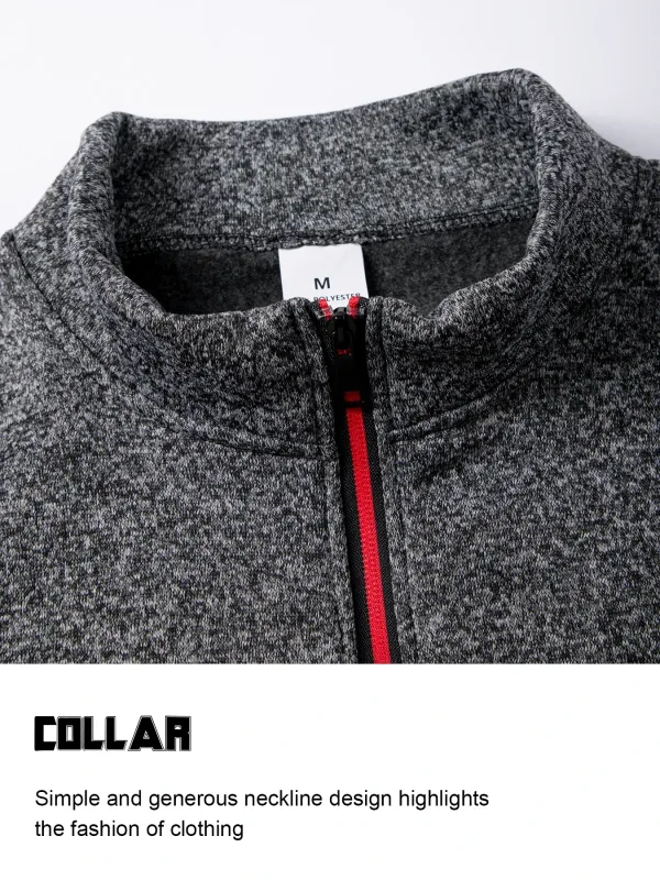 Set 2 Keping Lelaki 1/4 Zip Baju Leher Olok-olok, Pullover Bergaris Bulu dengan Cuff Berusuk Atasan Kasual Hangat untuk Pakaian Harian Musim Gugur Musim Gugur — image 16