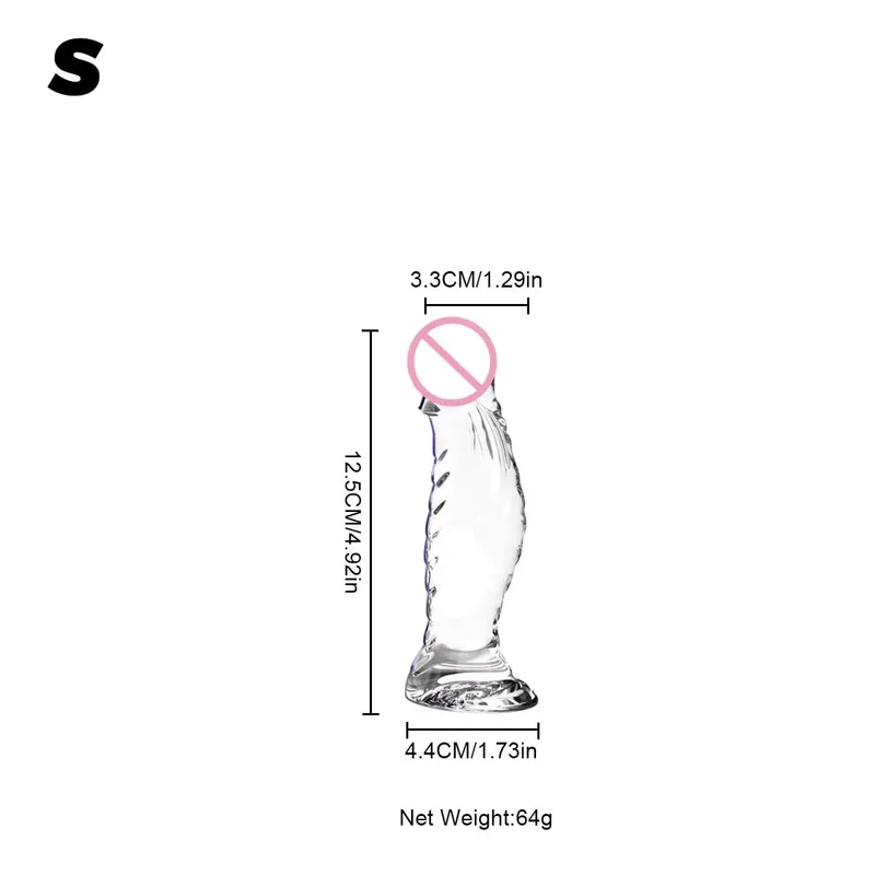 Dildo Kaca Spiral Bening Kristal dengan Dasar Cangkir Hisap Kuat Mainan Seks Vagina Anal Realistis Transparan untuk Pasangan Wanita Pria — image 13