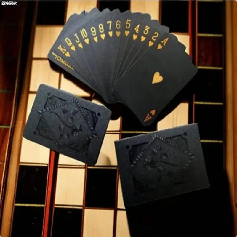 Black Rose Deck Poker Frosted Kad Bermain Plastik Kalis Air Koleksi Poker Texas Hadiah Praktikal Catur Peringatan Hadiah Parti — image 3