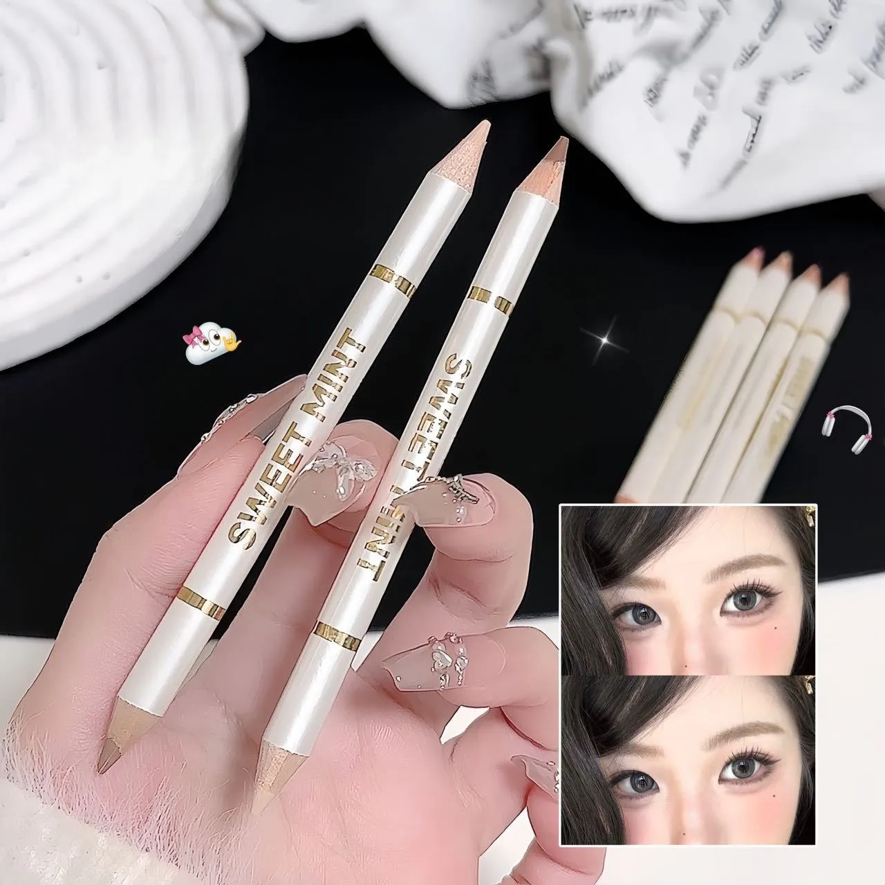Doppelseitiger, liegender Seidenraupenstift unter dem Eyeliner, zum Aufhellen des Schatten-Make-up-Stifts, Nude-Rosa-Beige-Textmarker für das untere Augenlid, Konturierung — image 6