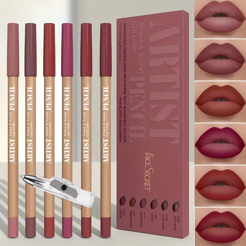 Juego de maquillaje de labios de 7 piezas: 6 delineadores de labios mate + 1 sacapuntas. Delineadores de labios mate de larga duración con fórmula resistente al agua — image 4