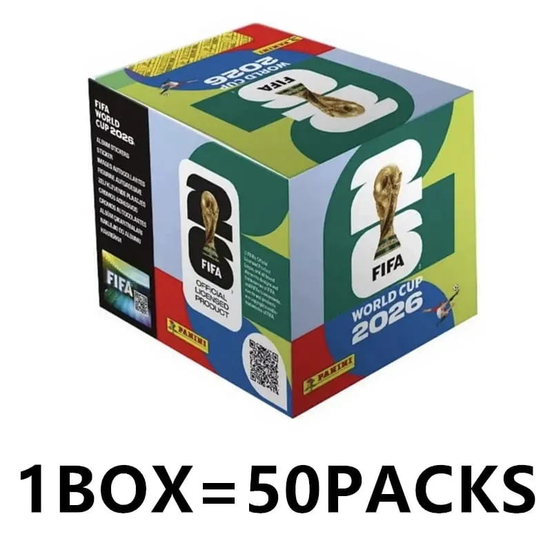 Panini Boîte de collection d'autocollants officiels de la Coupe du Monde de la FIFA 2026 – Boîte complète sous licence avec album d'autocollants Joueur de football authentique