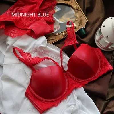 อเมริกันหนังเซ็กซี่ผู้หญิงชุดชั้นในเรียบบางหนาชุดสีแดงสีดำ Push Up ชุดชั้นใน Hollow Out C ถ้วย Intimates