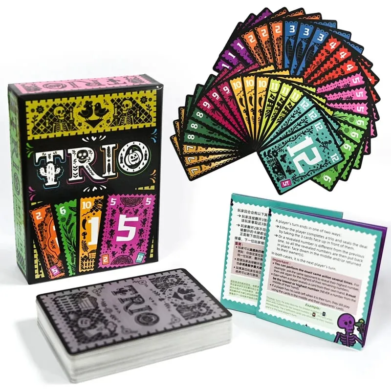 Trio Memory Challenge-juego de cartas estratégico bilingüe, actividad de entrenamiento cerebral para grupo de fiesta familiar, juego de tabla divertida, Juguetes