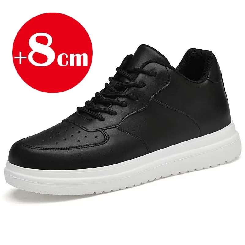 2026 nuevos zapatos con aumento De altura para Hombre, Zapatillas con elevador Invisible De 8cm, Zapatillas deportivas De cuero blanco para Hombre, talla grande 46
