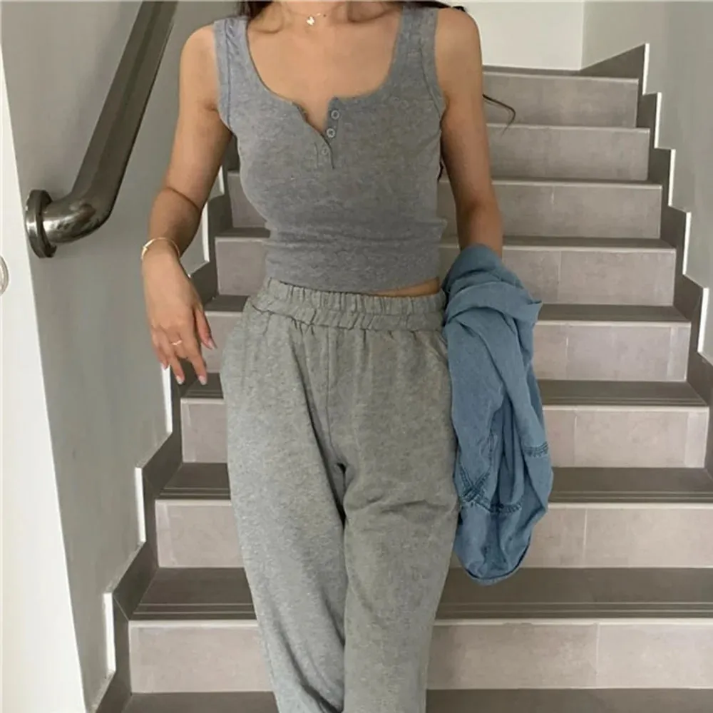 Linne för kvinnor Ribbstickad Button Down Ärmlös blus Enfärgad Casual Dam Tonåringar Trendiga Basic sommarklänningar — image 5