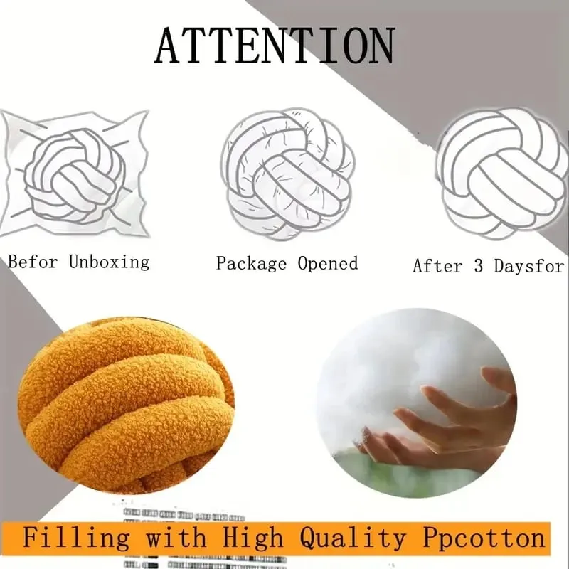 Decorazione domestica Cuscino a sfera annodata Cuscino in peluche a sfera annodata indeformabile ecologico Cuscino da tiro con retro a sfera annodata intrecciata a mano — image 6