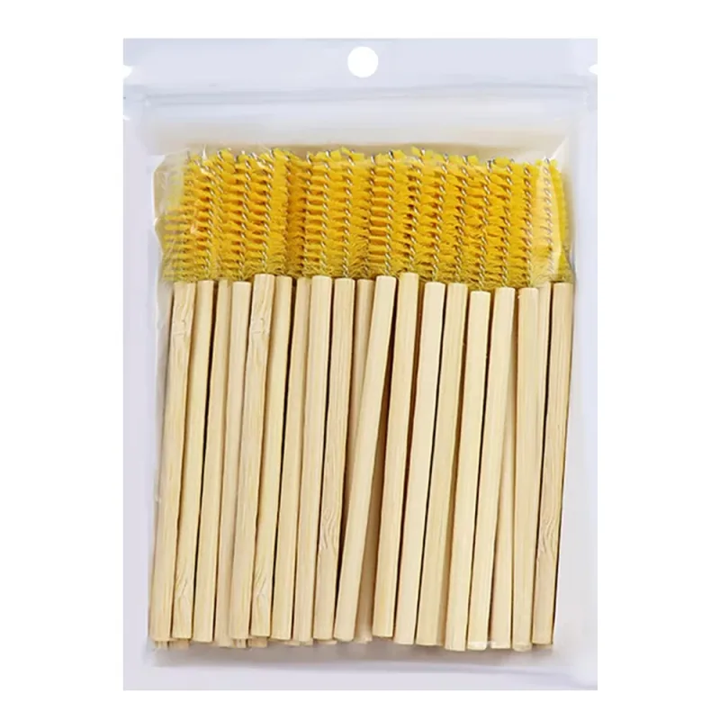 50 stk. Bambus håndtag øjenvippe børster Mascara tryllestave Applikator Øjenvipper Extension Brush Øjenbryn Spoolie Børster Makeup Tool