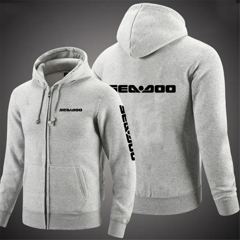Sea Doo Seadoo Moto 2023 hommes nouveau manches longues coton couleur unie fermeture éclair sweats à capuche pour couple personnalisé sweat à la mode hauts — image 9