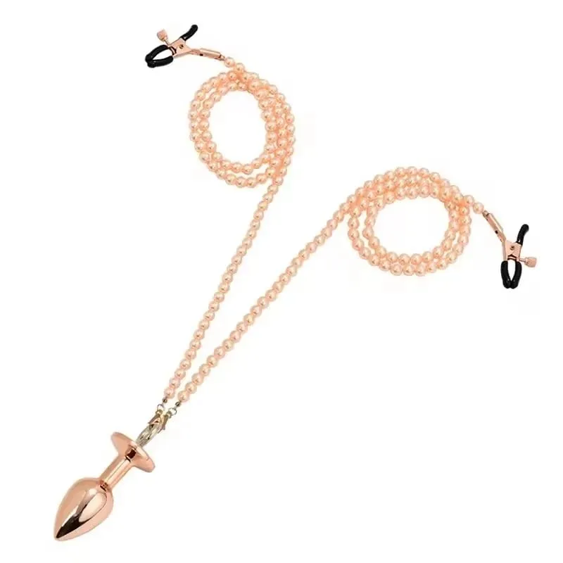 Piccole medie grandi perline anali Butt plug Morsetti per capezzoli di perle Set con catena Clip per seno in metallo Bondage Coppia schiava Gioco Giocattolo del sesso — image 1