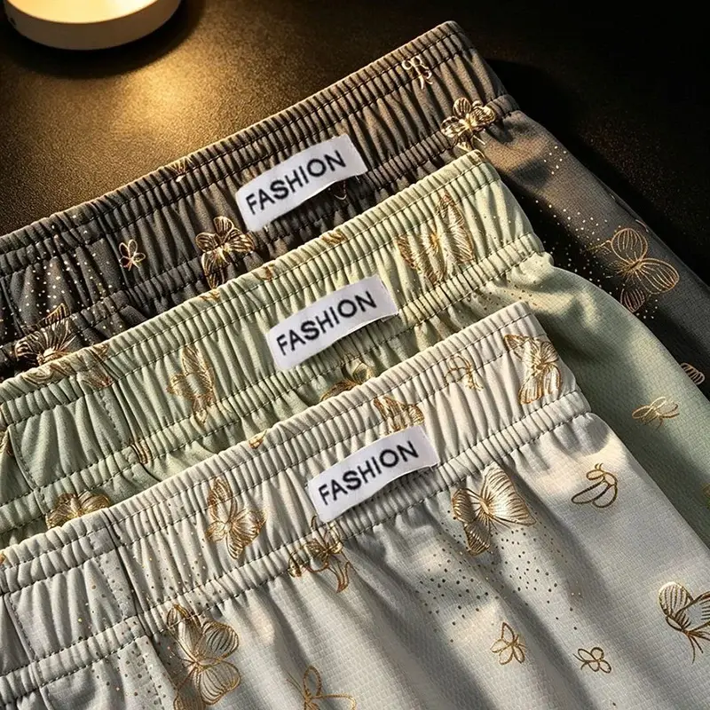 4-teilige personalisierte Aro-Hose für Herren mit Schmetterlingsdruck, lockere und atmungsaktive Freizeitunterwäsche, modische Boxershorts für Herren — image 3