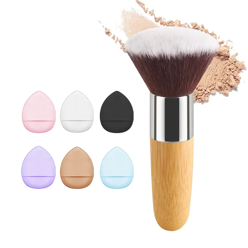 1 Stück weiche Make-up-Pinsel, Foundation, Puder, Rouge, Mischkontur, professionell, hohe Qualität, mit Puderquaste mit 6 Fingern