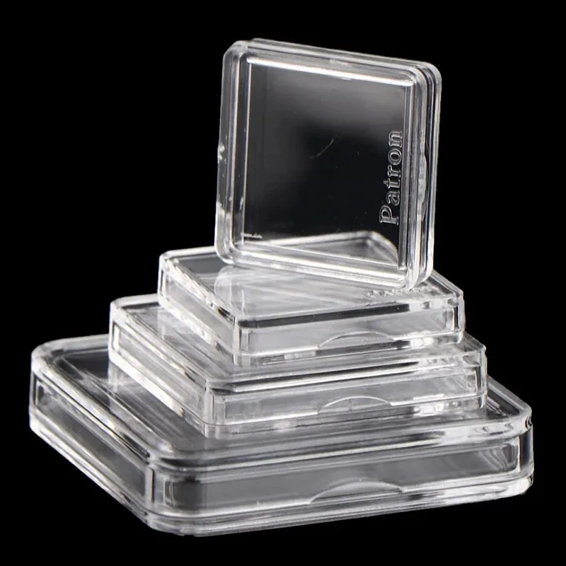 Conteneurs de protection carrés en plastique transparent, 10 pièces, étui pour jetons, support de jeu de société, boîtes de collection de cartes, tendance — image 3