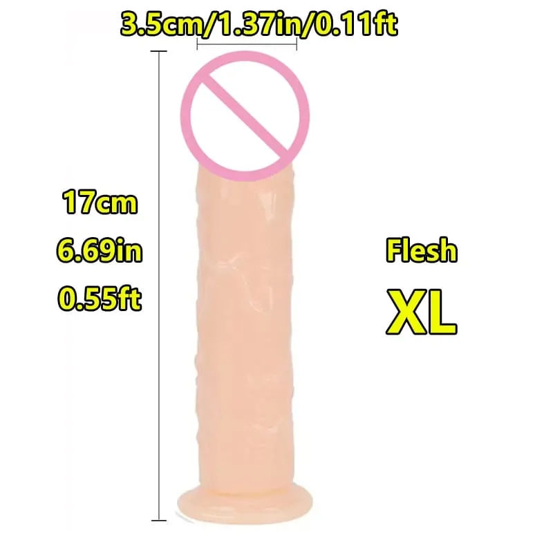 Super Cheap 7 Sizes 5 Colors Realistic Soft Jelly Dildo Suction Cup Adult Sex Toy for Women and Men Vaginal and Anal Masturbator — image 25