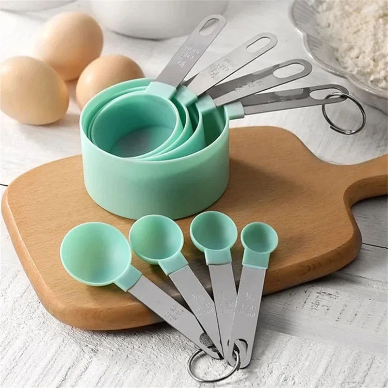 4/8 Cái/bộ Cốc Đo Đa Năng Bằng Nhựa Muỗng Đo Lường Tay Cầm Bằng Thép Không Gỉ Với Dụng Cụ Làm Bánh Đo Tốt Nghiệp — image 7
