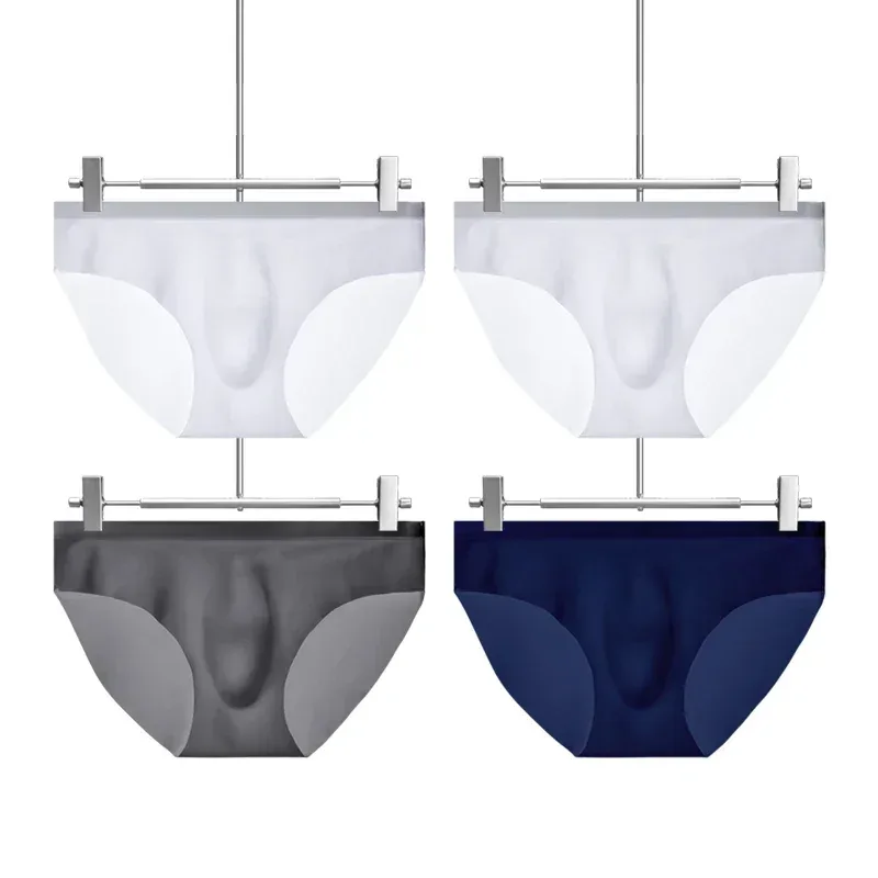 5PCSMen's underwear, men's ice silk briefs, summer breathable, quick-drying, seamless shorts, transparent ultra-thin, personaliz