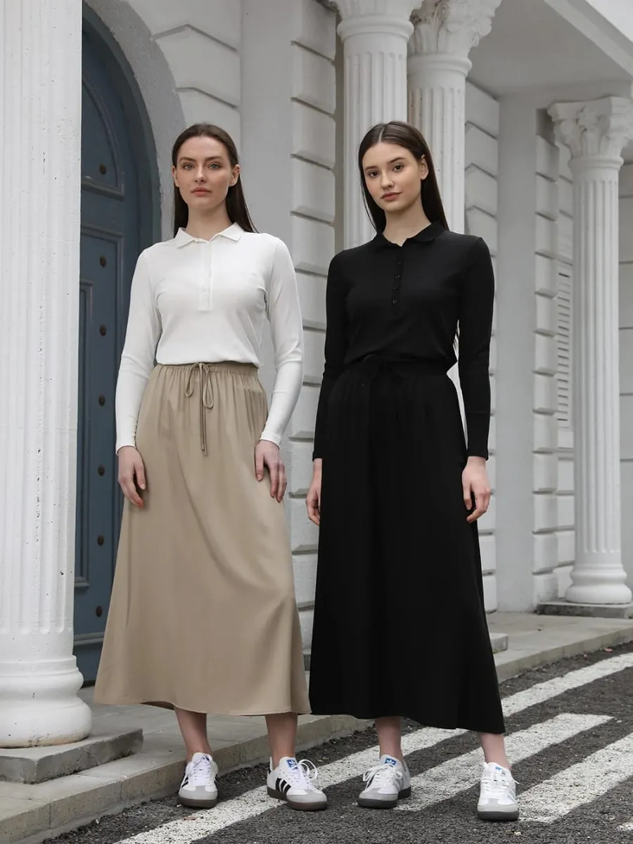 AP 2025 Gonna da donna in misto cotone con colletto rovesciato per la primavera e l'estate, comoda e casual — image 2