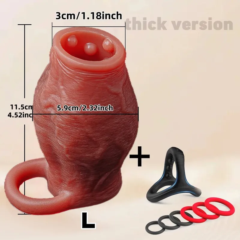 Man Dick powiększenie nasienia pierścień zabezpieczający dla mężczyzn opóźniony wytrysk miękki silikonowy nakładka na penisa Hollow Cock Ring dla dorosłych 18 + Sex zabawki — image 13