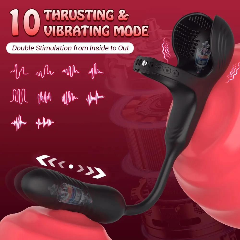 Empurrando plugue anal vibrador masculino massageador de próstata controle remoto anel peniano testículo taint estimulador brinquedos sexuais para homens casais — image 3
