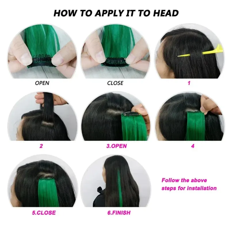 Synthetic 50cm Long Straight 5pcs/Pack Hair Extension Multi Color Hairpiece Wigs for Women — image 7