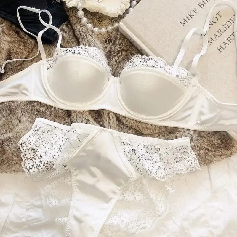 Set di lingerie da donna francese a mezza coppa, morbido reggiseno push-up con ferretto, cinturino sottile, reggiseno intimo leggero e estivo 32-38AB — image 12