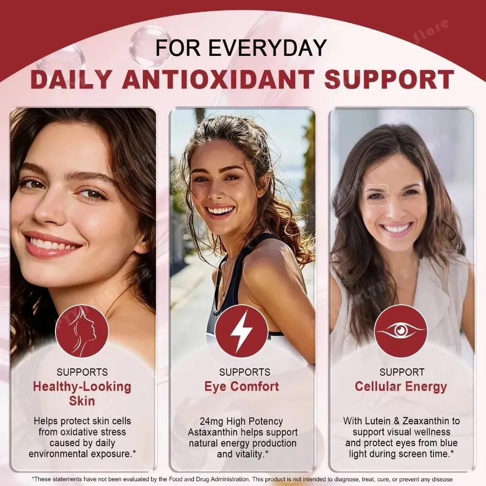 Astaxanthine Softgels 24 mg Triple force puissant antioxydant soutien de la santé des yeux microalgues sans soja sans gluten 120 unités — image 5