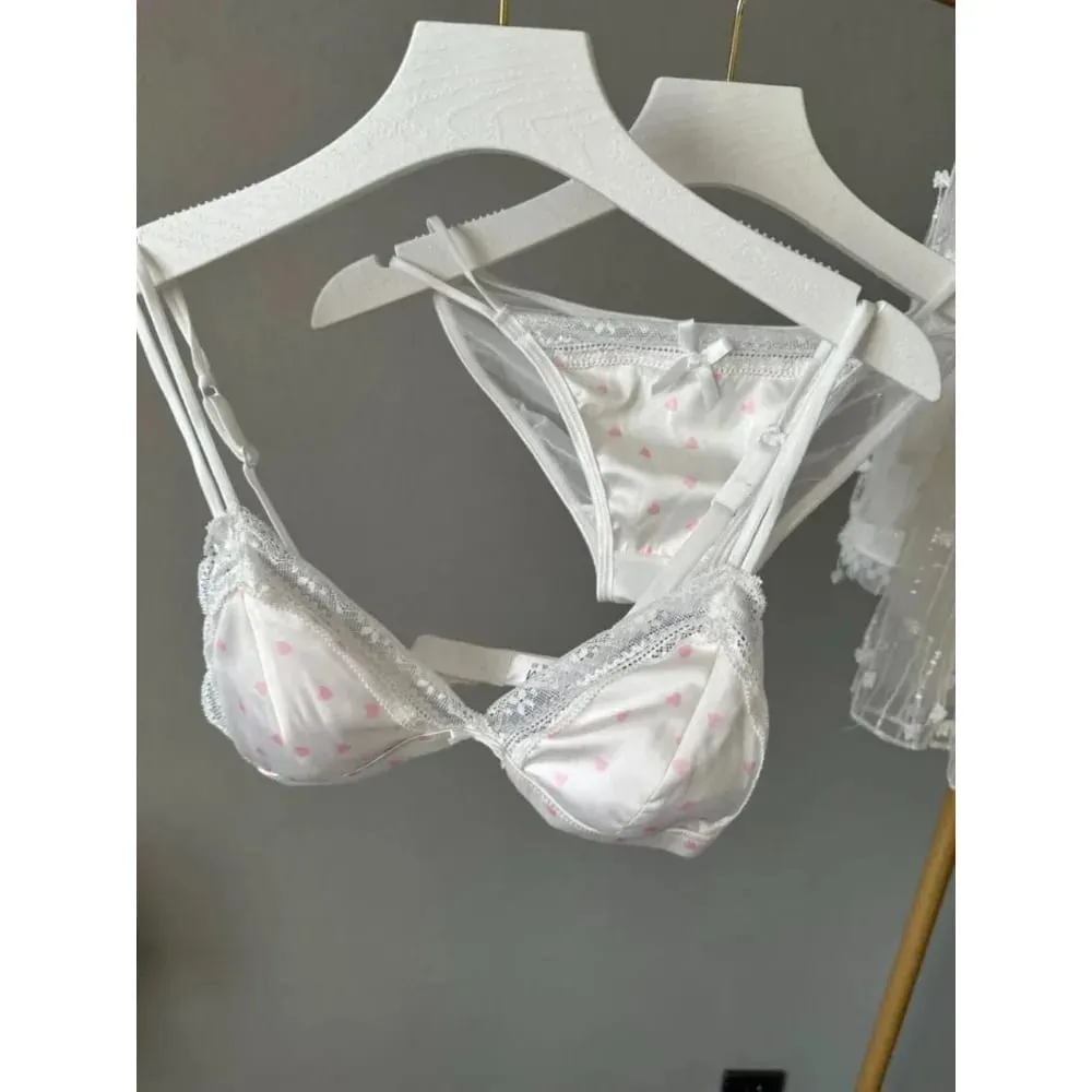 Sujetador الثلاثي encaje satén estilo francés sin varillas transpirable realce Lateral para busto pequeño lencería femenina — image 1