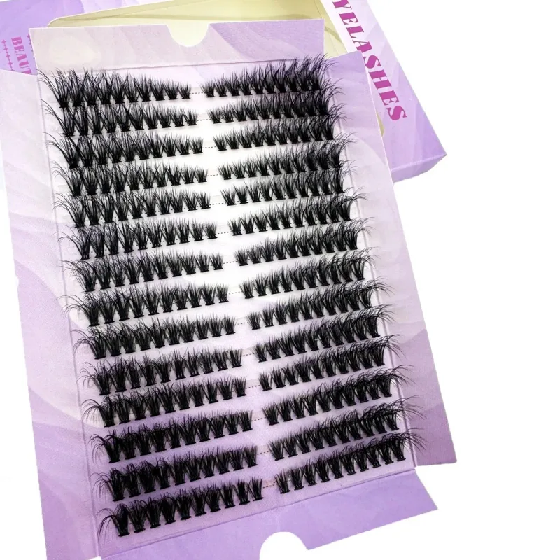 14 rzędów o dużej pojemności pojedyncze skupiska rzęs DIY 50D/80D/100D ręcznie robione puszyste sztuczne rzęsy kocie oko przedłużanie rzęs