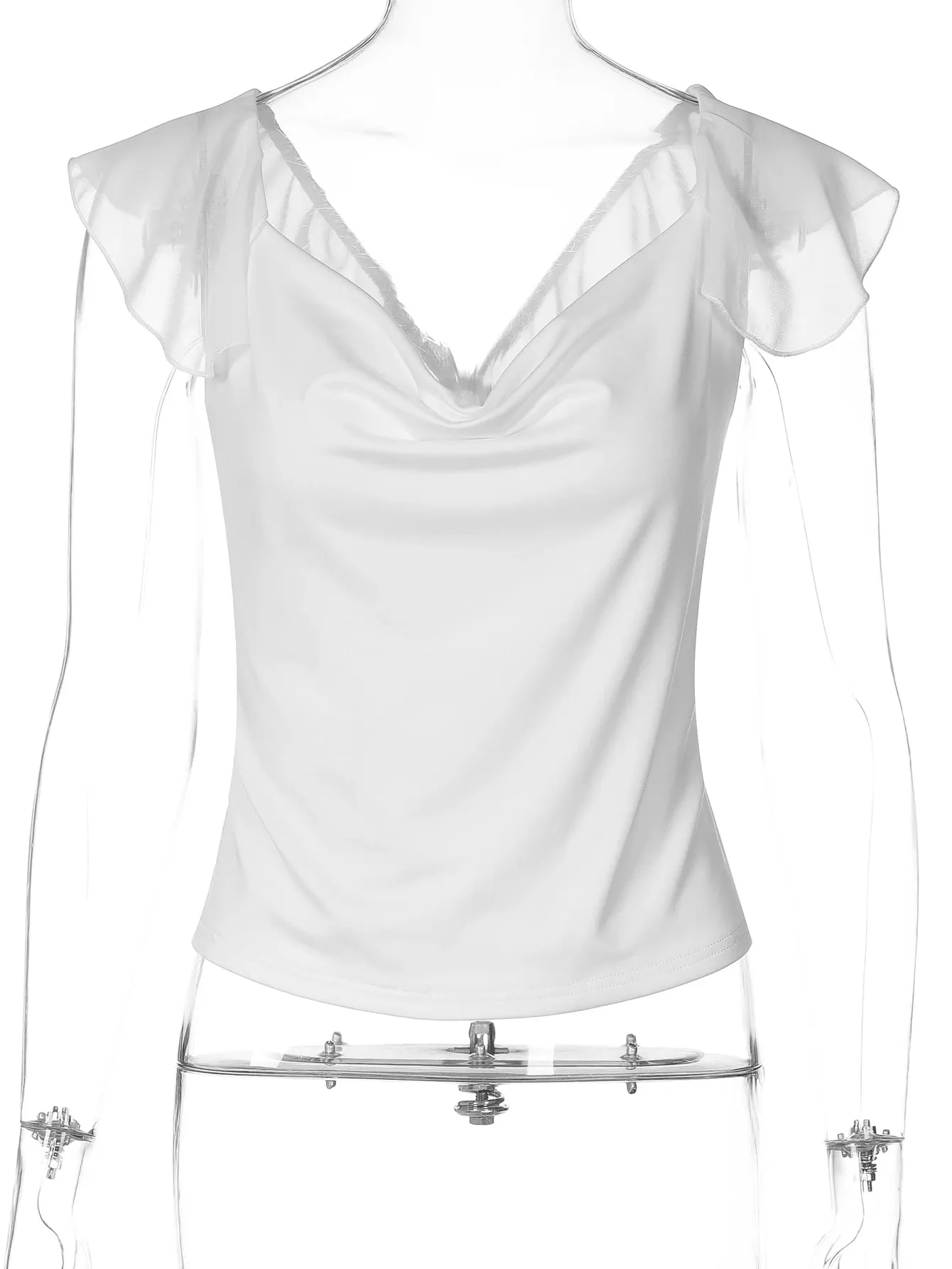 Dulzura Svingkrave Rygløs Chiffon Patchwork Tank Top Dame Solid Sexet Afslappet Y2K top Fest Ferie Strand Sommer Outfit — image 7