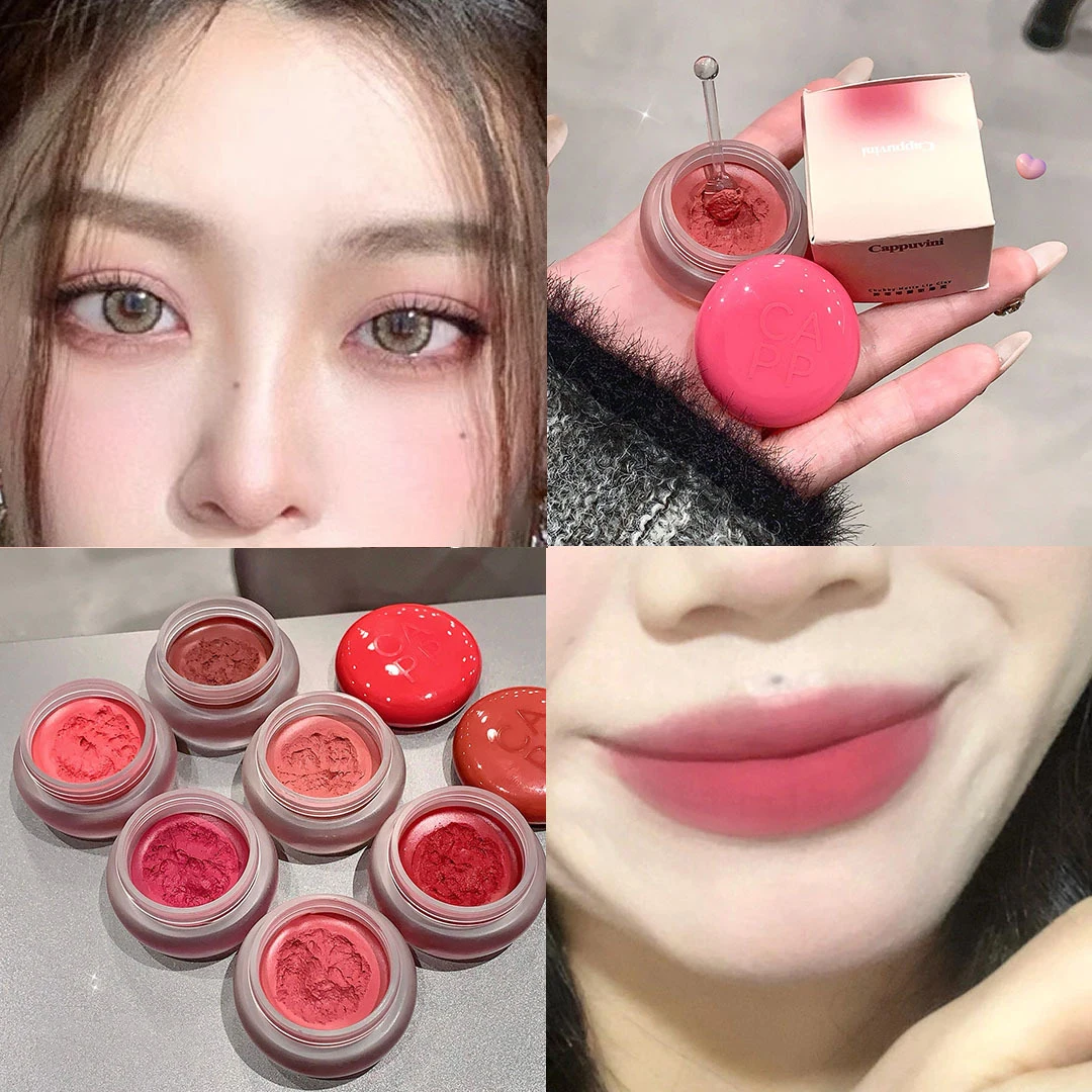 Enlatado lábio lama névoa batom hidratante veludo fosco mousse sólido brilho labial bochecha blush creme matiz lábios maquiagem cosméticos coreano — image 7