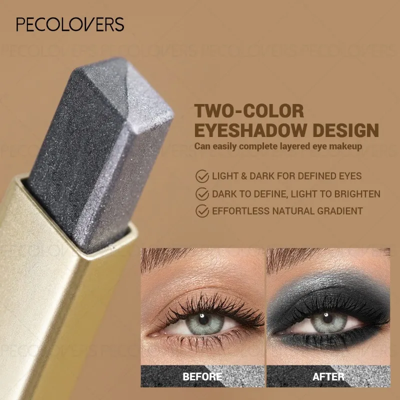 Sombra em bastão de duas cores, iluminador preguiçoso, um toque para definir cosméticos para os olhos de desenvolvimento de alta cor, 1 peça — image 5
