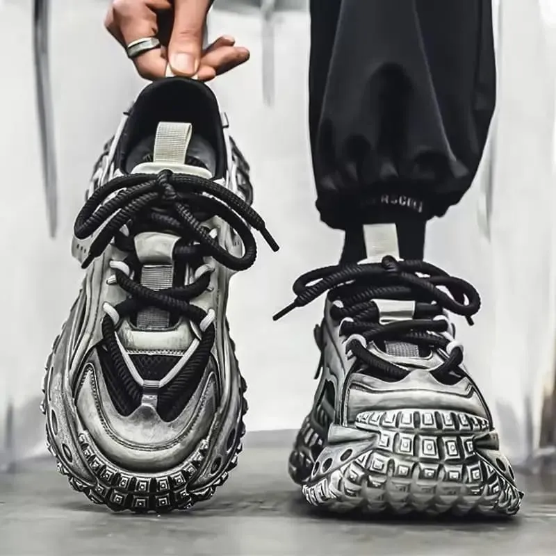 Herren-Turnschuhe mit erhöhter Plattform, lässig, Mikrofaser-Leder, Stoff, Reifensohle, Designer-Turnschuhe, kostenloser Versand