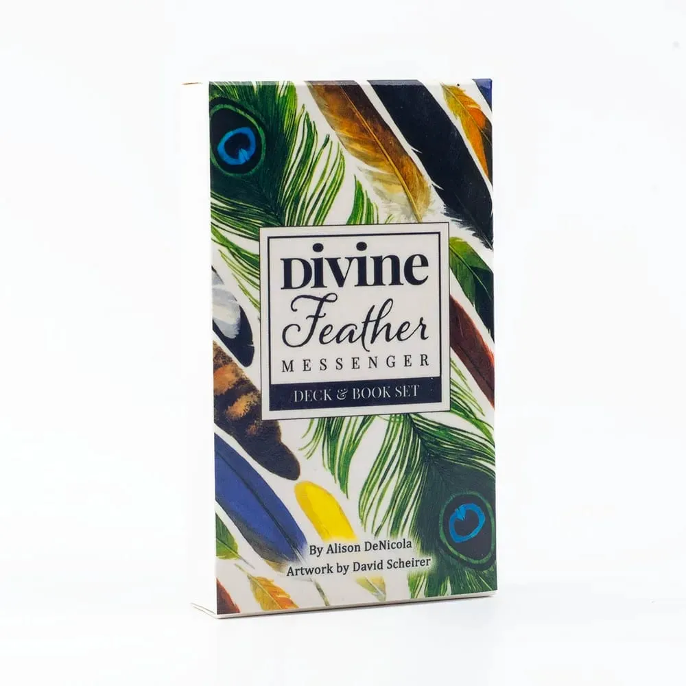 Divine Feather Messenger 44 karty Oracle English Visions Divination Edition 10,3 x 6 cm Talia z przewodnikiem w formacie PDF do gier planszowych i